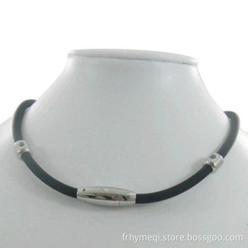 Stainless Steel and Silicone Necklace, Fashionable, OEM and ODM Orders are Welcomed
